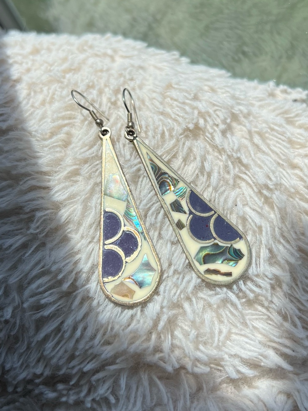 Vintage Alpaca Teardrop Earrings
